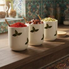بانکه مدل برگ زیتون استوانه ای مجموعه 3 عددی