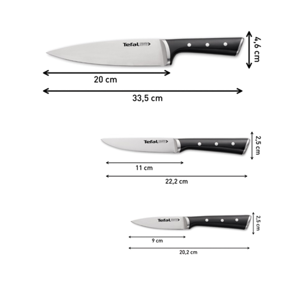 سرویس چاقو 3 پارچه با تیغه استیل و با دسته پلاستیک تفال مدل K2323S74